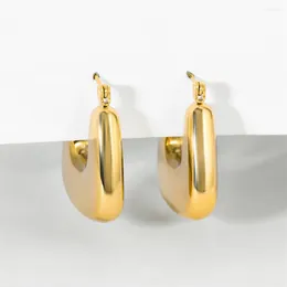 Hoop Earrings Dckazz Simple Fashion Stainless Steel Trendy Thick Gold Plated Shining For Woman Daily Jewellery Wearing