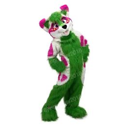 Halloween Green husky fox Mascot Costume Adult Size Cartoon Anime theme character Carnival Men Women Dress Christmas Fancy Performance Party Dress