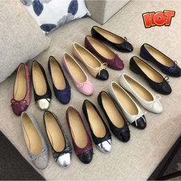 2024 New Arrived Paris Luxury designer channel shoes Black Ballet Flats Shoes Women brands Quilted Genuine Leather Slip on Ballerina Round Toe Ladie