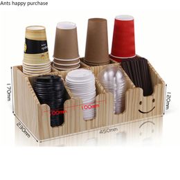 Tools Bamboo Wood Cup Holder Coffee Milk Tea Shop Storage Rack Multicell Storage Holders Cup Taker Disposable Cup Frame Cup Organizer