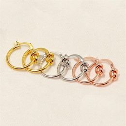 fahion Stainless steel Metal wire knot earrings 18k Gold Stud Earrings rose gold stud earrings for woman215o