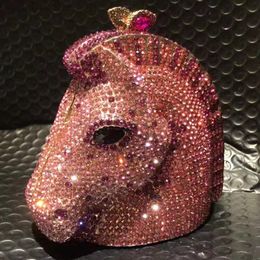 Evening Bags Women Horse Head Shape Stones Clutch Purse Evening Purses and Handbags Wedding Party Dinner Clutches Rhinestone Minaudiere Bags 231129