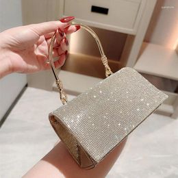 Evening Bags Shiny Wedding Clutch Handbag Glitter Shoulder 2023 Rhinestones Crystal Bling Handle Luxury Designer Women's Bag