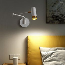 Wall Lamps Touch Switch LED Modern Adjustable Swing Long Arm Reading Lights Indoor Household Bedside Lighting Decor Luminaire