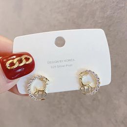 Stud Earrings Gold Color Zircon Moon Elk Metal Elegant Deer 2023 Fashion Brincos Jewelry Gifts