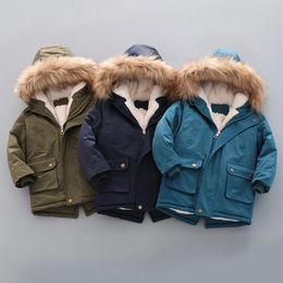Jackets 2 3 4 5 6 7 Year Winter Boys Jacket Windbreaker Keep Warm Thicken Fur Collar Girls Coat Hooded Children s Outerwear Kids Clothes 231128