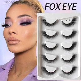 False Eyelashes 3/5 Pairs Cat Eye Lashes Wispy False Eyelashes Strip Natural Mink Fluffy Fox Eye Cilios Angel Wing Eyelash Extension Makeup Q231129