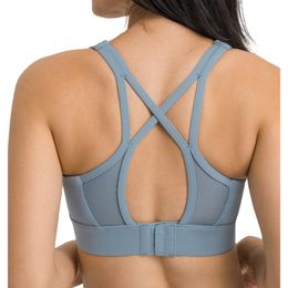 al yoga women yoga's new large chest bra with buckle loop, high-strength shock-absorbing and cross back sports bra for women to wear externally AL Yoga