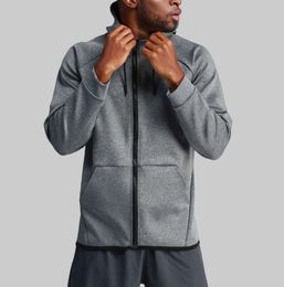 LU115 Men New Yoga Zipper Hooded Jacket Casual Long Sleeve Outdoor Jogger Outfit Fitness Sports Double-Sided Brushed Fabric Material Outwear 111