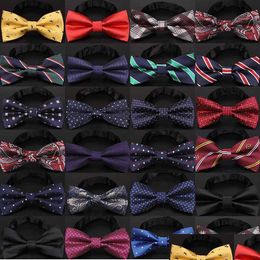 Bow Ties Christmas Tie Mens Fashion Black Knot Bowtie Business Wedding Men Formal Necktie For Accessories Drop Delivery Dhpdv