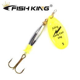 FISH KING 1pc 18g 24g Long Cast Deep Running Spinners Bait Fishing Lure Artificial Hard Baits Metal Pike Lures Fishing Tackle T191228L