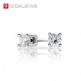 GIGAJEWE EF Round Cut Total 0 2ct Diamond Stud earring Moissanite 18K Gold Plated 925 Silver Earrings Jewellery Woman Girl Gift GMSE270J