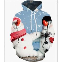 Men Women Snowman Couple Hoodie 3D Digital Printed Snowflake Women's Autumn and Winter Casual Hoodie Christmas Universal 3JV2Z