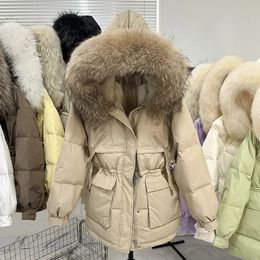 Womens Down Parkas Real Raccoon Fur Hooded Winter Thicken Female Feather Short Puffer Jacket Women 90% Duck Coat Huge 231129