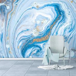 Wallpapers Custom 3D Wallpaper Mural De Parede Blue Marble Pattern TV Background Wall Painting Papers Home Decor Living Room Moder315h