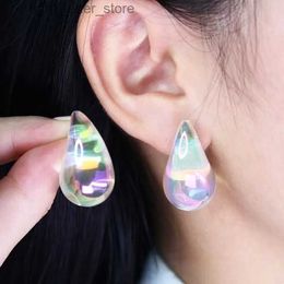 Stud New Fashion Korean Colorful Large Drop Earrings Women Vintage Acrylic Teardrop Hoop Earrings For Female Party Jewelry Brincos YQ231128