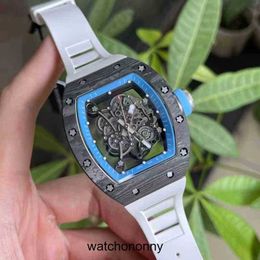 Designer Ri mliles Luxury watchs watches wristwatch richa milles men's automatic mechanical watch carbon fiber hollow tape wine barrel type luminous personal JXU5