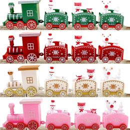 Decorative Objects Figurines Plastic Christmas Train Ornaments Children Baking Party Decoration Home Table Xmas Year Gifts Santa Claus Crafts 231128