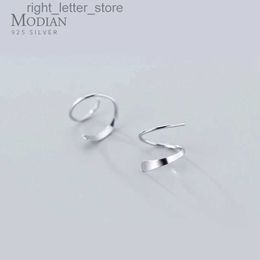 Stud Modian Authentic 925 Sterling Silver Geometric Wave Shape Stud Earring for Women Korea Style Ear Pin Fine Jewellery Accessories YQ231128