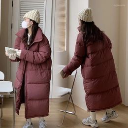 Women's Trench Coats Wind 23 Minimalist Stand Collar Windproof Large Quilt With A Lazy And Slender Knee Length Down Jacket