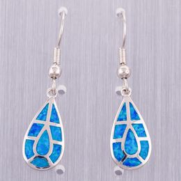 Dangle Earrings KONGMOON Teardrop Shape Ocean Blue Fire Opal Silver Plated Jewelry For Women Drop