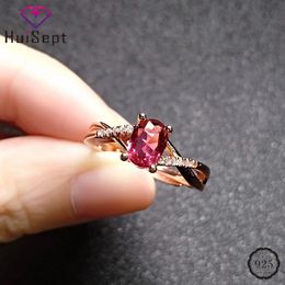 Wedding Rings HuiSept Vintage Ring 925 Silver Jewellery Oval Ruby Zircon Gemstones Finger Rings Accessories for Women Wedding Engagement Party 231128