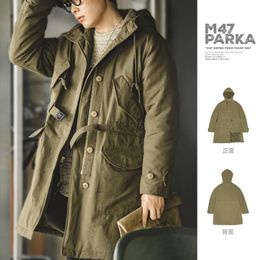 Men's Jackets Maden Heavy M47 Parka for Male Thick Warm Winter Long Jacket Hooded Classic Trench Coats Vintage Army Green Padded Coat 2023 231128
