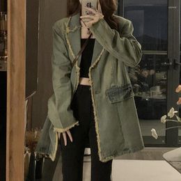 Women's Jackets Spring And Autumn American Style Vintage Unique Fashionable Minority Loose Suit Collar Denim Jacket Women Korean Version