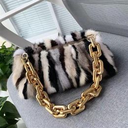 Evening Bags Fashion Winter Real Fur Mink Bag Women's Handbag Luxury Chain Messenger Shoulder Female Tote Party Clutch211M