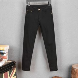 new trend wash low waist and small feet quality hole embroidered sister black jeans pants