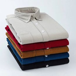 Men's Dress Shirts SHiONFA Men's Corduroy Slim Shirts Retro Multi Colour Long Sleeve Soft Comfy Casual Clothes for Spring Autumn Oversized 5XL 231129