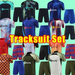 Training Set ANSU FATI PEDRI soccer tracksuits 23 24 LEWANDOWSKI GAVI ADAMA FERRAN RAPHINHA 2023 2024 barcelonas F. DE JONG DEST short sleeve pants POLO DEMBELE