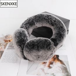 Ear Muffs Winter Lovely Girls Real Rex Rabbit Fur Earmuffs Women Warm Fluffy Genuine Rex Rabbit Fur Earflap Lady Fur Earmuff 231129