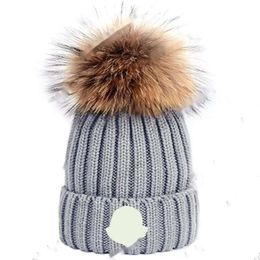 Beanie Caps Beanie with Pom designer beanie men monclair hat heavy knit for women ribbed a faux fur pom bonnet beanies