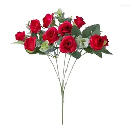 Decorative Flowers Artificial Wedding Bouquet Silk Rose For Faux DIY Elegant Reusable Flower