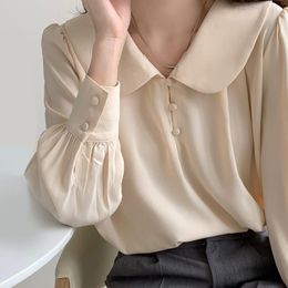 Women's Blouses Long Sleeve Black White Shirt Tops Blouse Women Blusas Mujer De Moda 2023 Turtleneck Chiffon E931