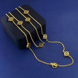 10pcs Flower Sweater Chain Classic Necklaces 18K Gold Plated for Women Girl Valentine's Mother's Day Gift Engagement Jewellery Clothing Accessories