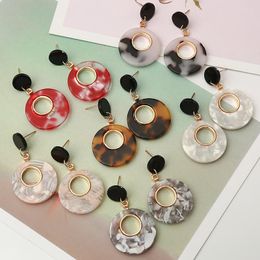 Dangle Earrings ZOSHI Colorful Geometric Round Big Circle Acrylic Statement Long Drop Acetic Acid Stone For Women Girl