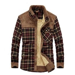 Men's Casual Shirts Men Plaid Shirts Winter Jackets Fleece Warm Shirts Coats High Quality Men Cotton Fit Business Casual Outerwear Shirts Jackets 4 231128