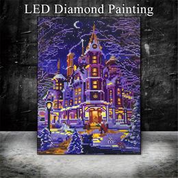 Stitch HeeBenor Factory LED Light 5D Diamond Art Painting Kitchen Style DIY Diamond Mosaic with frame Diamond Embroidery