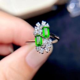 Cluster Rings KJJEAXCMY Fine Boutique 925 Silver Jewellery Natural Gem Diopside Ladies Women's Ring Missgirl Female