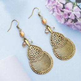 Dangle Earrings Antique Colour Alloy Inlaid Rhinestone Fish Scale Pattern Water Drop Vintage For Women Trending Products Girls Jewellery