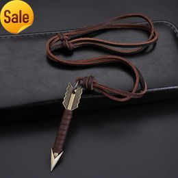 1pc Handmade Vintage Leather Arrow Pendant Rope Body Choker Chain Necklaces Men Amp Women Punk Jewlery Accessories