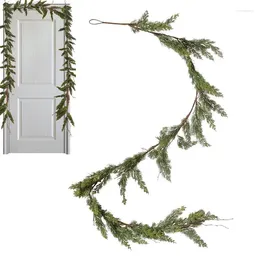 Decorative Flowers Christmas Cedar Garland Realistic Greenery Pine Wreath Hanging Artificial Plant Vine Decorations For Wall Room Background