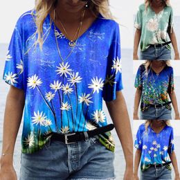 Women's Blouses Loose Women Shirts Summer 2023 Casual Short Sleeve Large Size Tops Ladies Landscape 3D Floral Print Blouse Streetwear