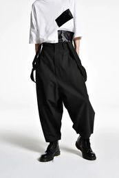 Men's Pants Men's spring and autumn wide leg pants overalls loose men's casual pants large size suspenders Japanese Yamamoto wind 231129