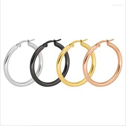 Hoop Earrings HE30 Titanium Men Women Circle 20mm 316l Stainless Steel Earring IP Plating No Fade Allergy Free