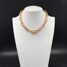 Chains Causal Gold Colour Plating T Bar O No Extension Chain Choker Necklace For Women Girl