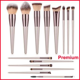 Premium 14pcs Brush Set Kabuki Makeup Brushes Eyeshadow Powder Blending Contour Foundation Brush Eyebrow Eyelash Beauty Cosmetics BJ