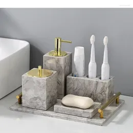 Liquid Soap Dispenser Light Luxury Marble Wash Set Gargle Cup Toothbrush Holder Dish Bathroom Accessories Bath Supplies
